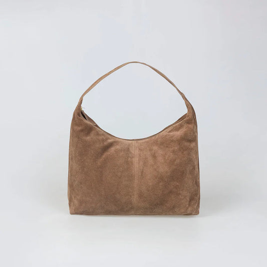 Borsa in pelle scamosciata camel