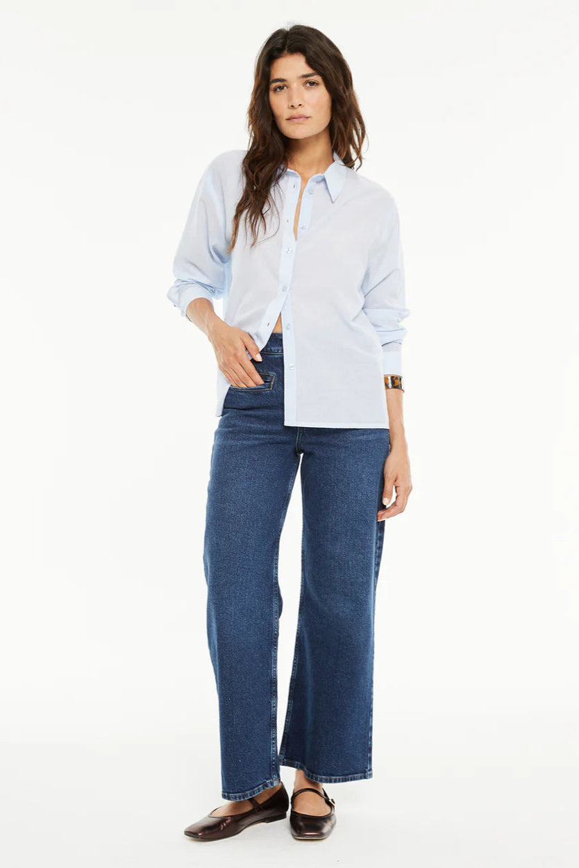 Camicia in chambray celeste