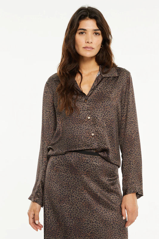 Camicia marrone fantasia animalier