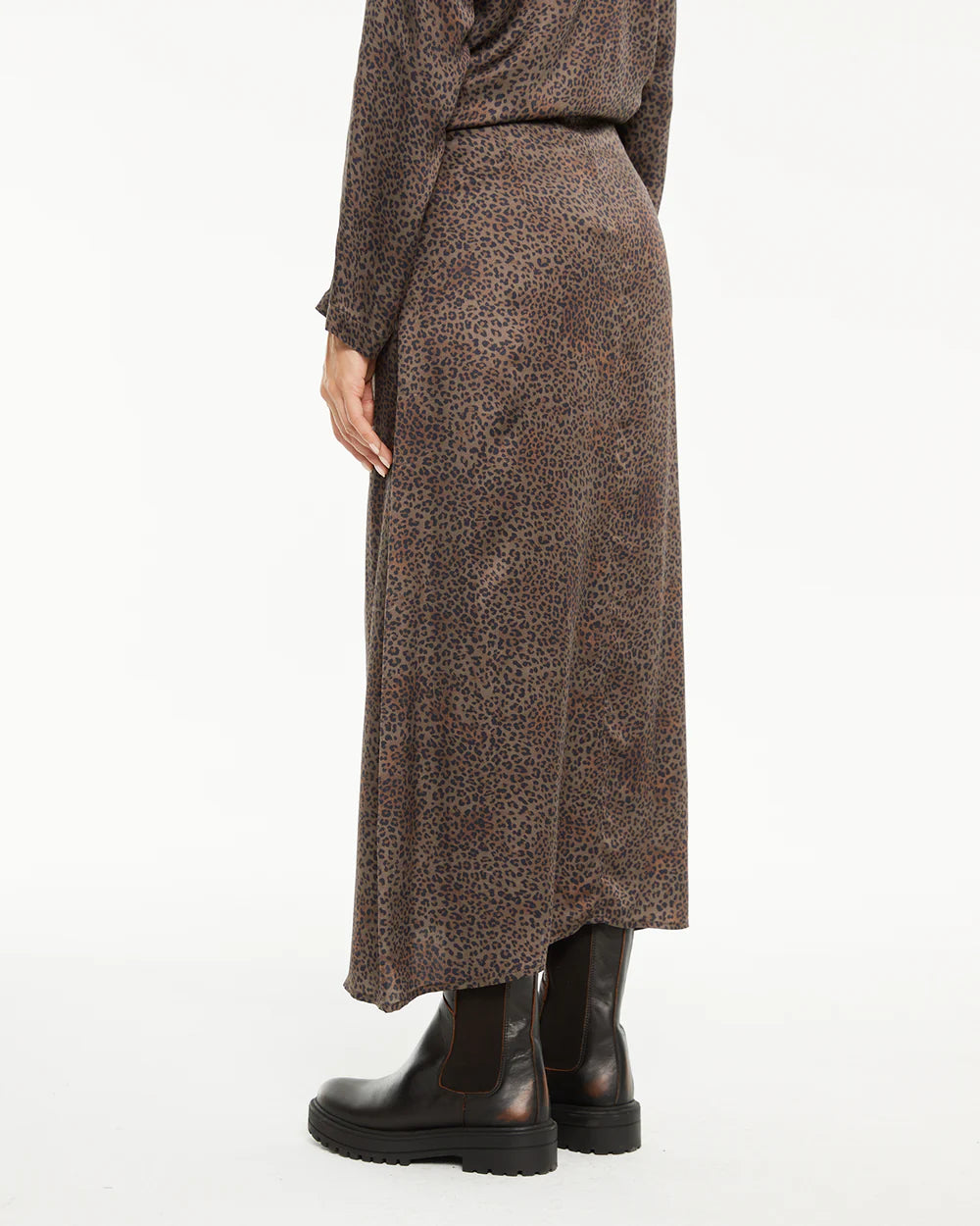 Gonna lunga marrone animalier