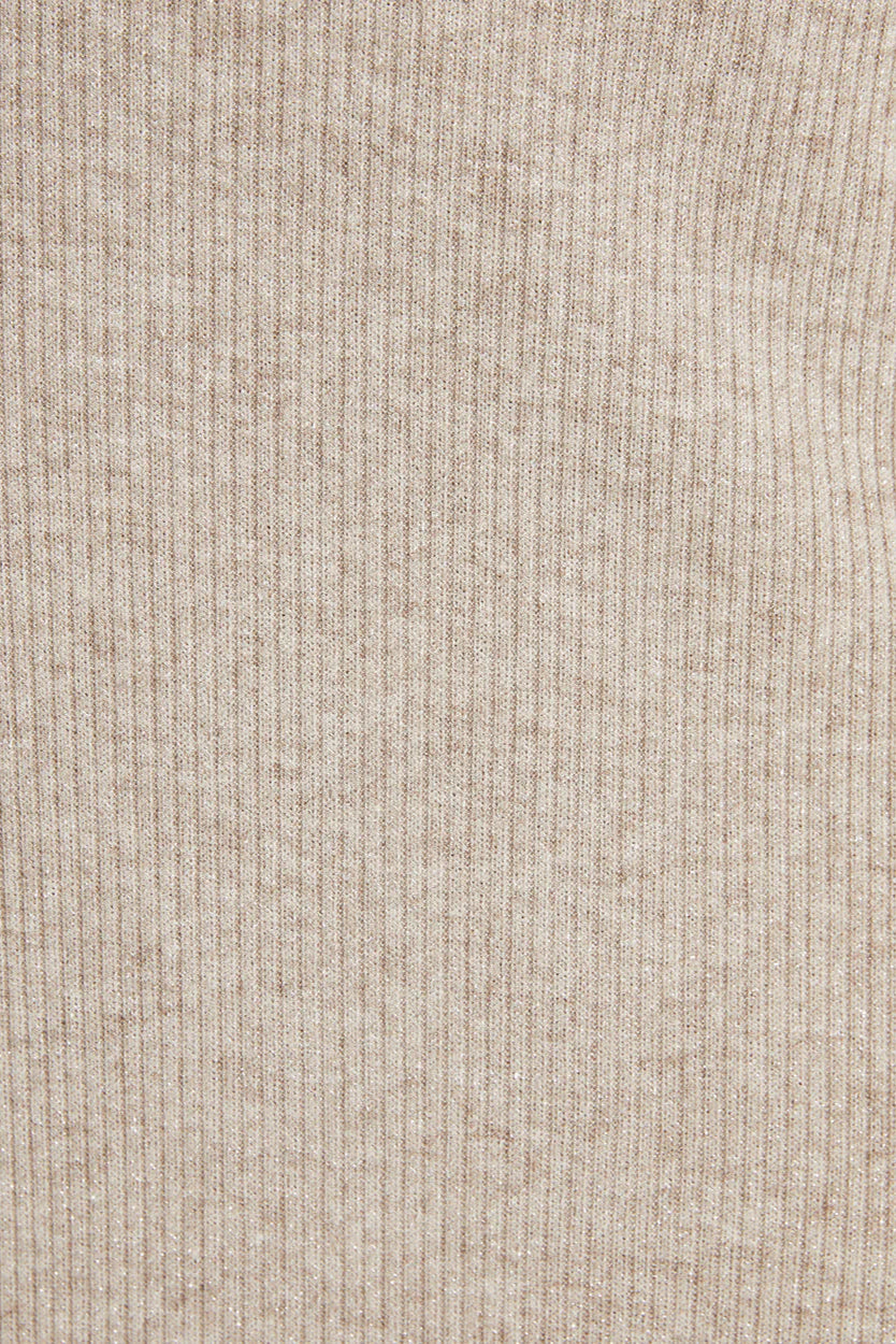 Gonna lunga beige canettata con lurex