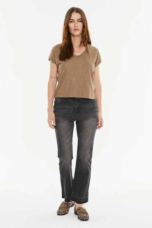 Jeans nero a trombetta