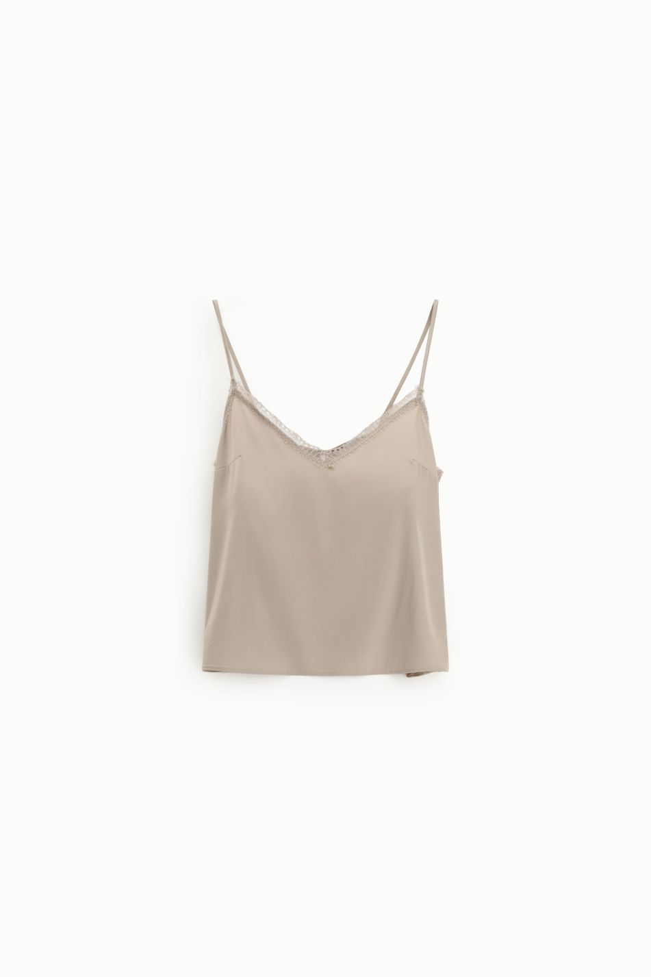 Top con bretelle sottile e inserto in pizzo