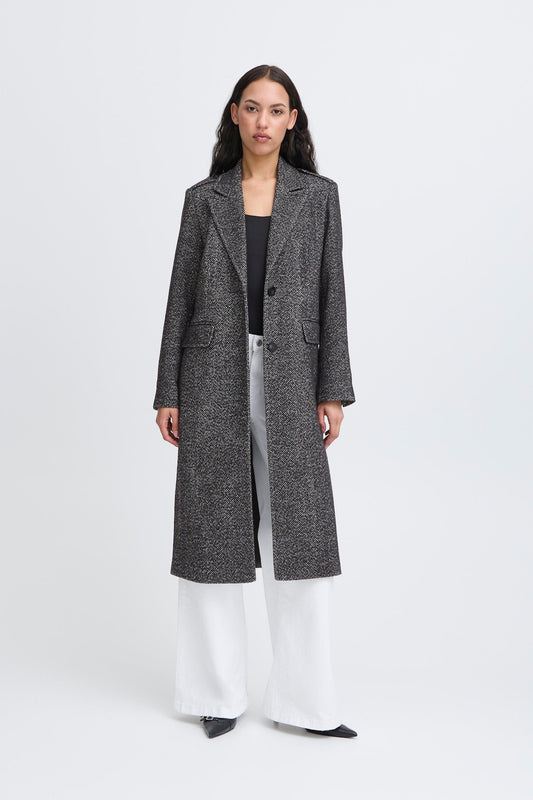Cappotto nero spigato IHMMALU