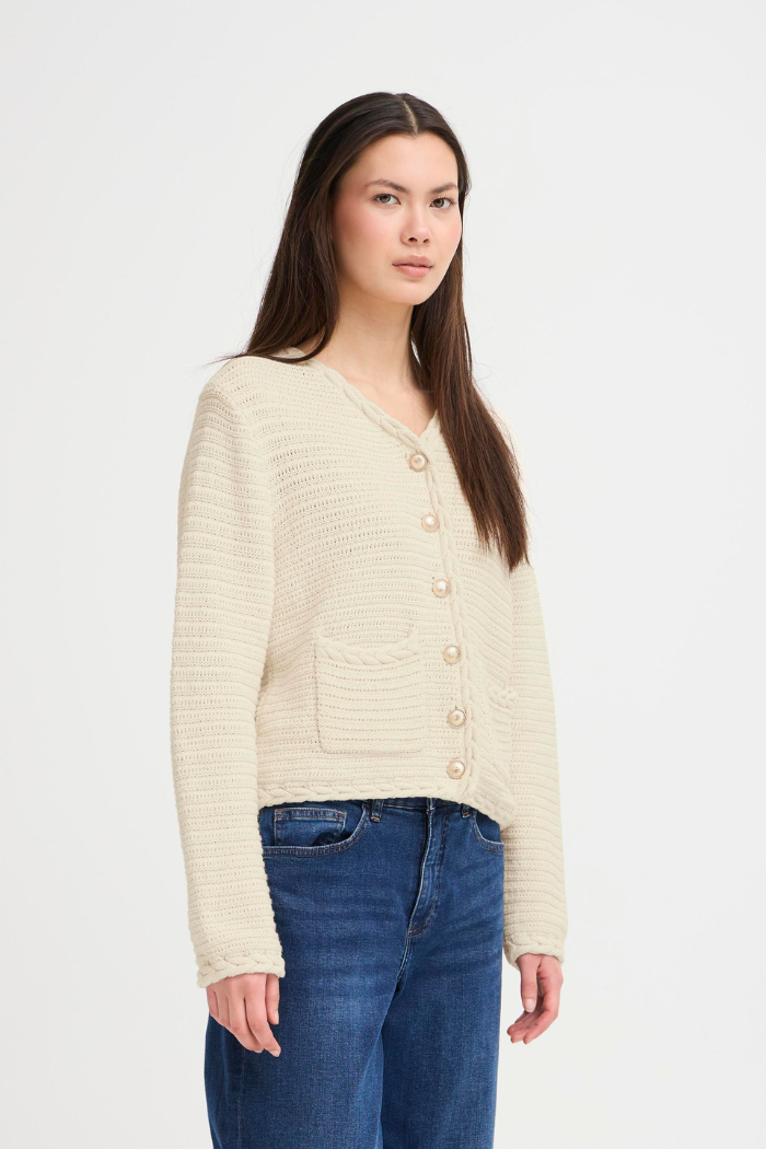 Cardigan in maglia con accessori oro Ihbarisa