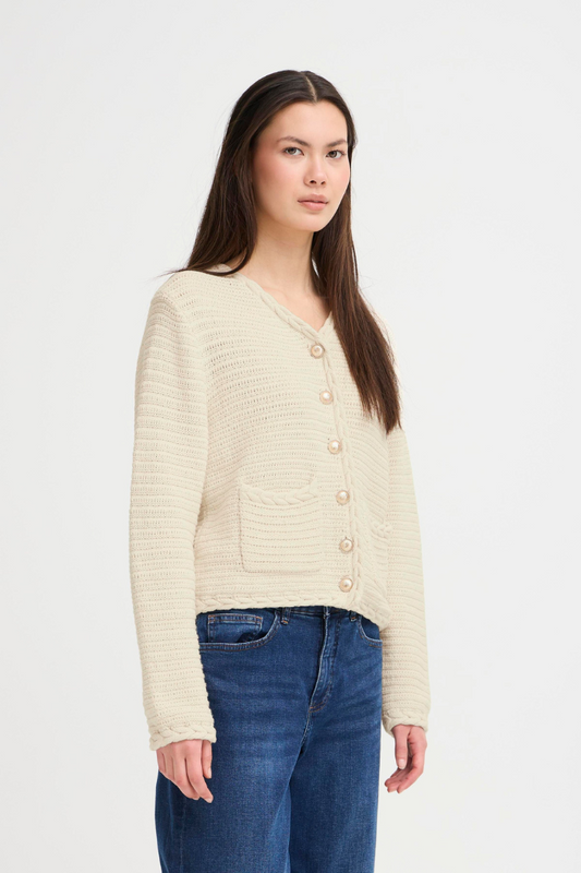 Cardigan in maglia con accessori oro Ihbarisa