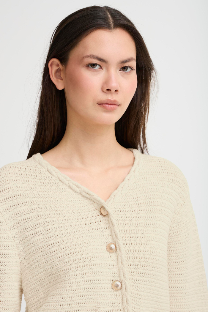 Cardigan in maglia con accessori oro Ihbarisa