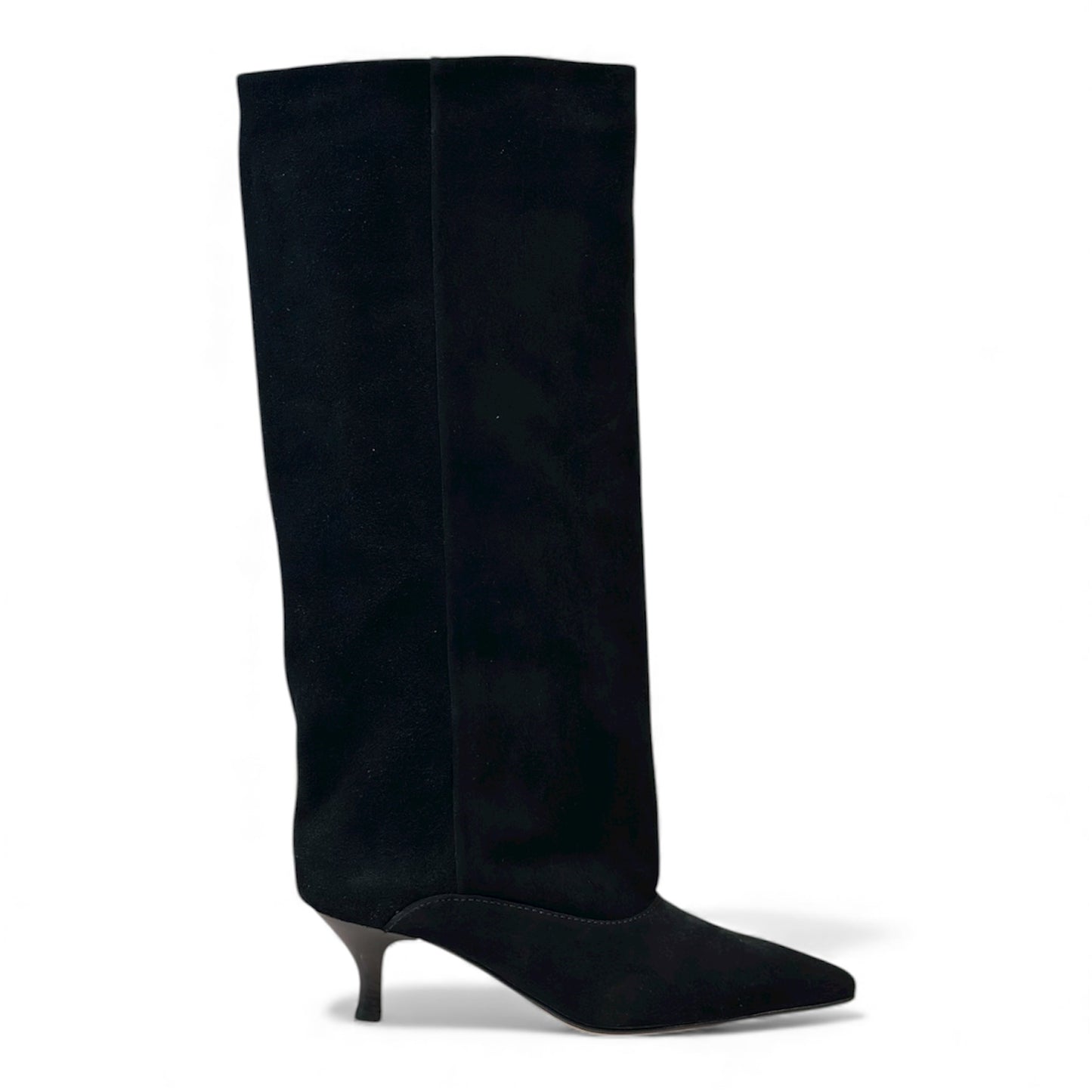 Stivale alto nero in camoscio