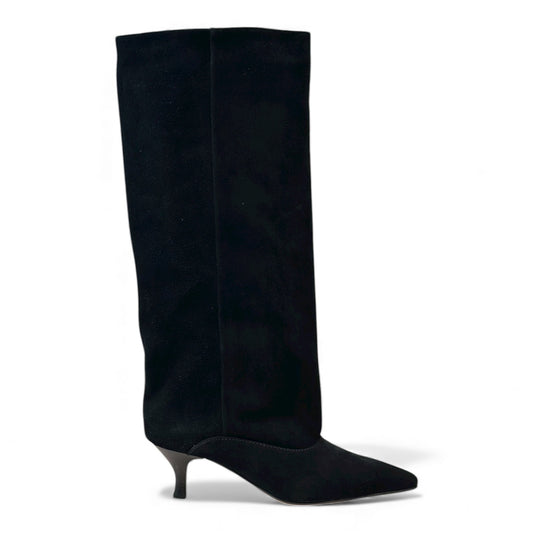 Stivale alto nero in camoscio