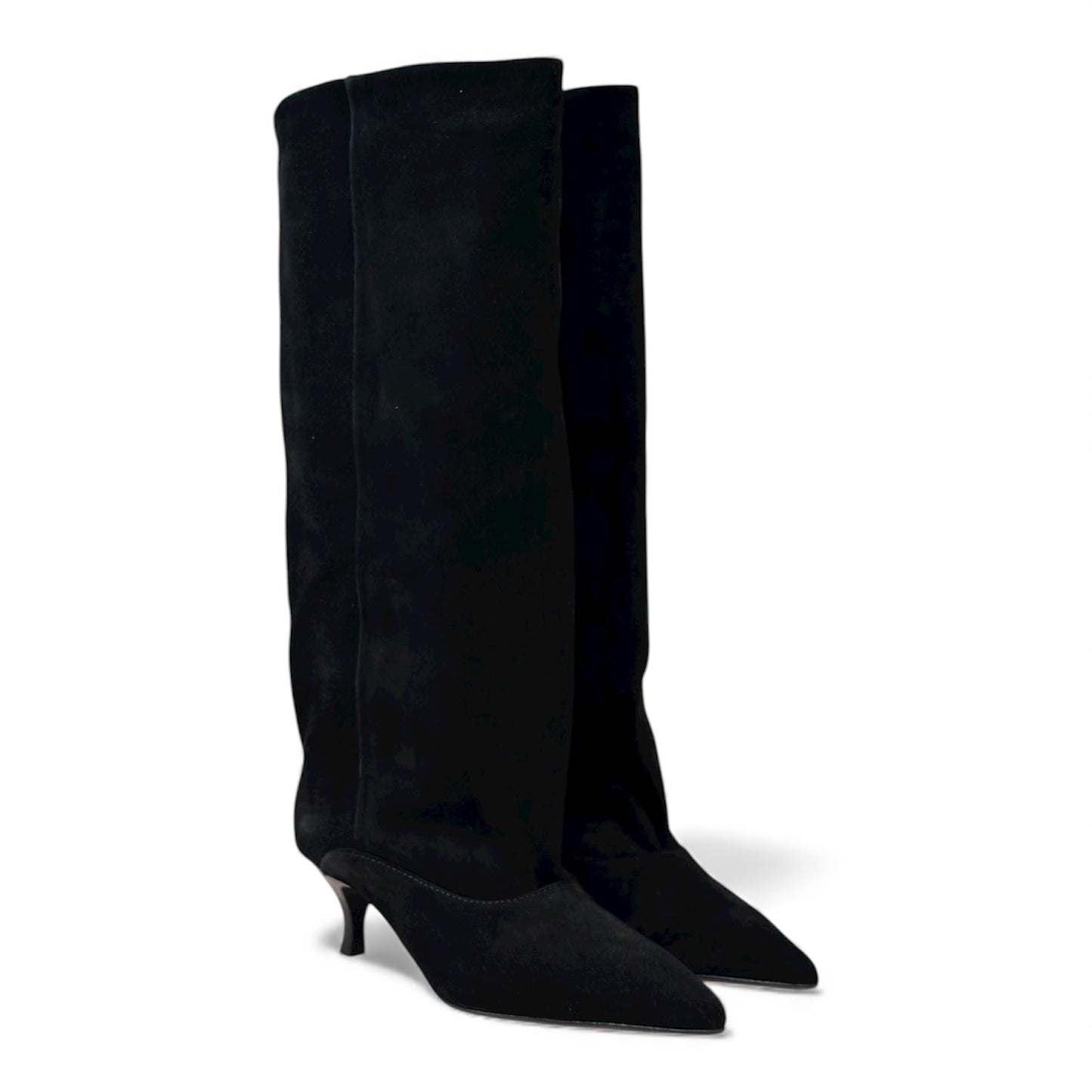 Stivale alto nero in camoscio