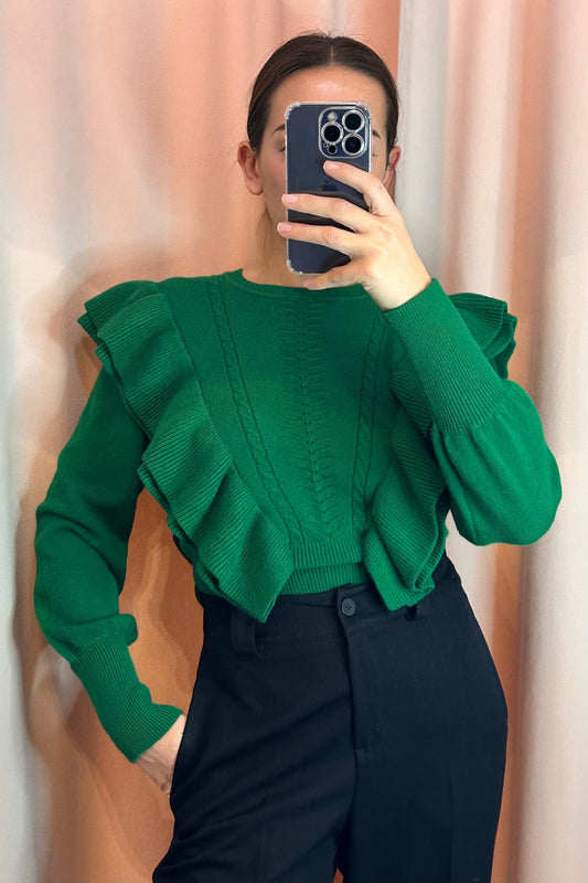 Maglione verde con rouge