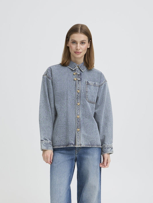Camicia jeans in denim scuro