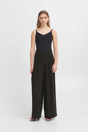 Pantalone nero a vita alta con pinces Ihlinta