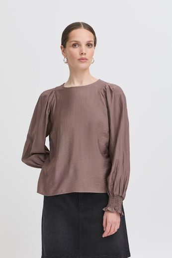 Blusa marrone con elastici ai polsi Ihwilma
