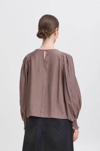 Blusa marrone con elastici ai polsi Ihwilma