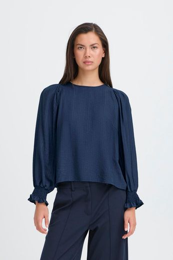Blusa blu con elastici ai polsi Ihwilma