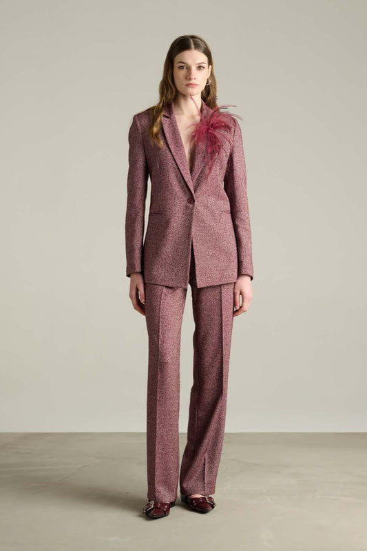 Tailleur in pied de poule bordeaux